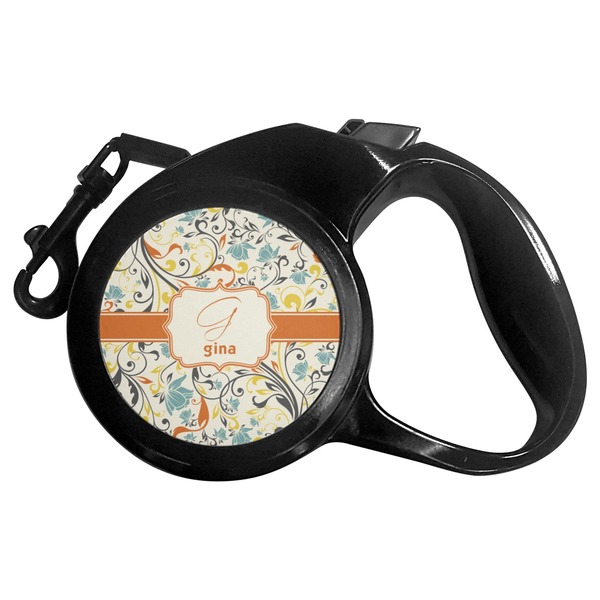 Custom Swirly Floral Retractable Dog Leash (Personalized)