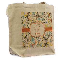 Swirly Floral Reusable Cotton Grocery Bag - Single (Personalized)