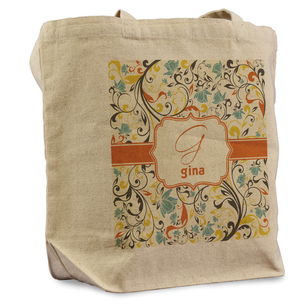 Custom Swirly Floral Reusable Cotton Grocery Bag - Single (Personalized)