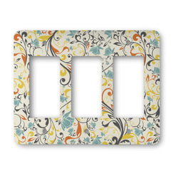 Swirly Floral Rocker Style Light Switch Cover - Three Switch