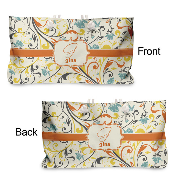 Swirly Floral Large Rope Tote - From & Back View