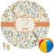 Swirly Floral Round Beach Towel (Personalized)