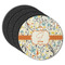 Swirly Floral Round Rubber Backed Coasters - Set of 4 (Personalized)