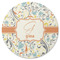 Swirly Floral Round Coaster Rubber Back - Single