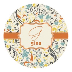 Swirly Floral Round Decal - Medium (Personalized)