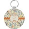 Swirly Floral Round Plastic Keychain (Personalized)