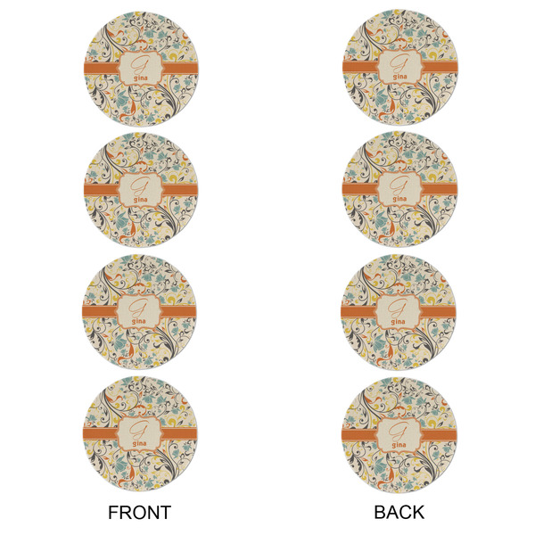 Swirly Floral Round Linen Placemats - APPROVAL Set of 4 (double sided)