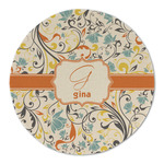 Swirly Floral Round Linen Placemat - Single Sided (Personalized)