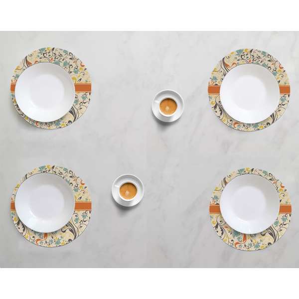 Swirly Floral Round Linen Placemats - LIFESTYLE (set of 4)