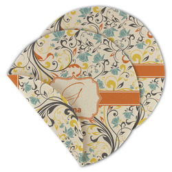 Swirly Floral Round Linen Placemat - Double Sided (Personalized)