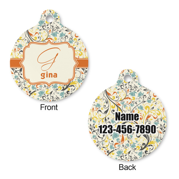 Swirly Floral Round Pet ID Tag - Large - Approval
