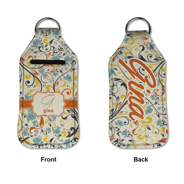 Swirly Floral Sanitizer Holder Keychain - Large APPROVAL (Flat)