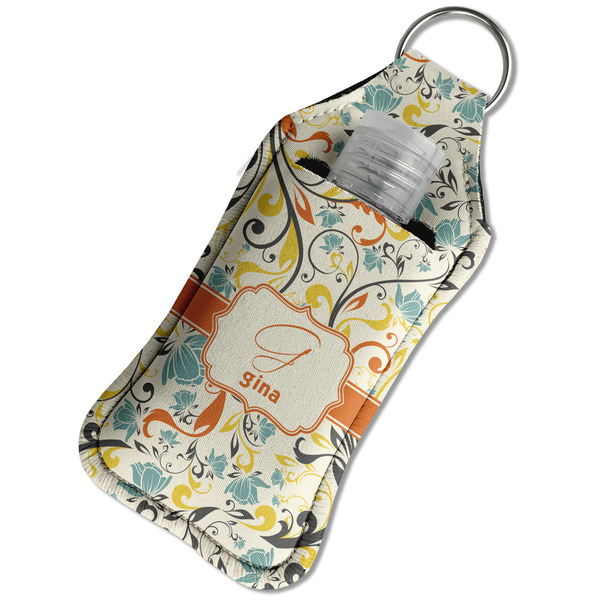Swirly Floral Sanitizer Holder Keychain - Large in Case