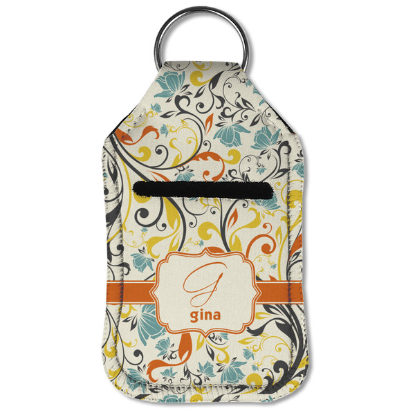 Swirly Floral Sanitizer Holder Keychain - Small (Front Flat)