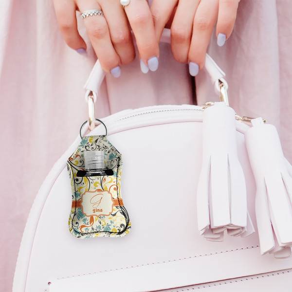 Swirly Floral Sanitizer Holder Keychain - Small (LIFESTYLE)