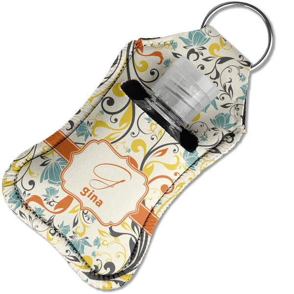 Swirly Floral Sanitizer Holder Keychain - Small in Case