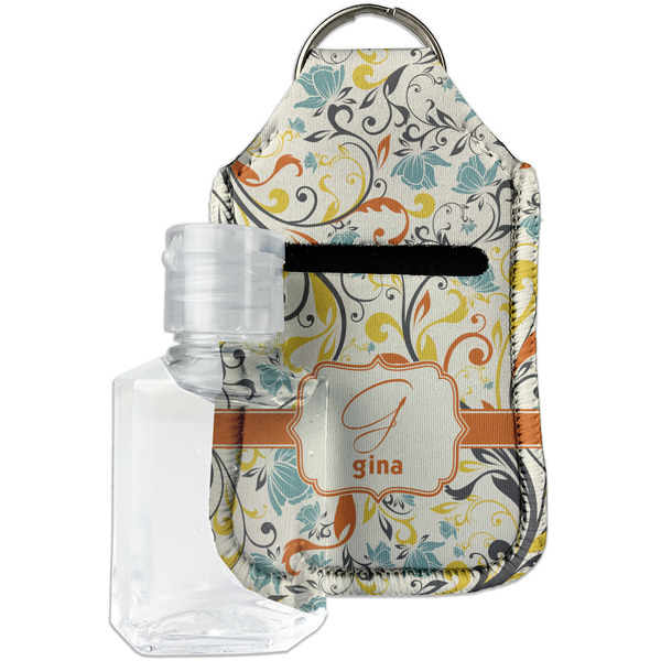 Custom Swirly Floral Hand Sanitizer & Keychain Holder (Personalized)