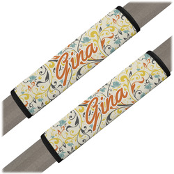 Swirly Floral Seat Belt Covers (Set of 2) (Personalized)