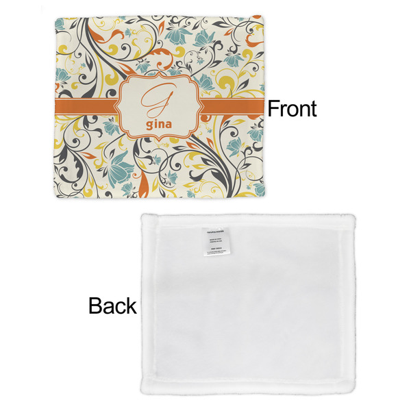 Swirly Floral Security Blanket - Front & White Back View