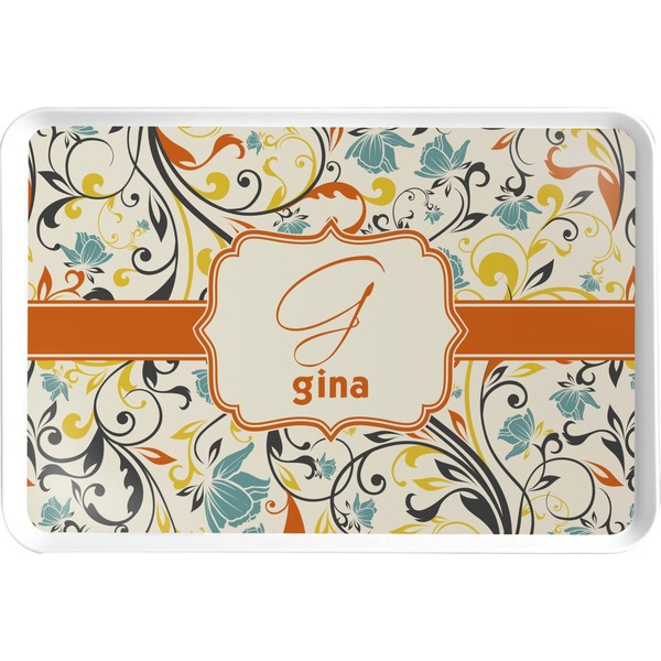 Custom Swirly Floral Serving Tray (Personalized)