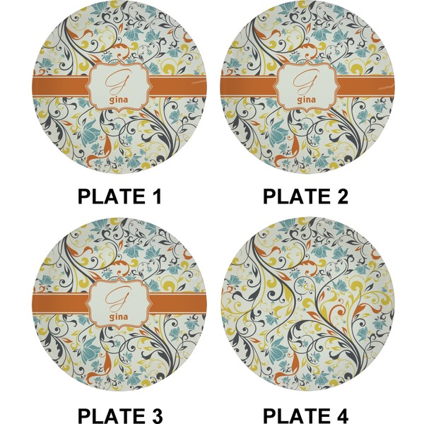 Swirly Floral Set of Appetizer / Dessert Plates (Approval)