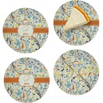 Swirly Floral Set of 4 Glass Appetizer / Dessert Plate 8" (Personalized)