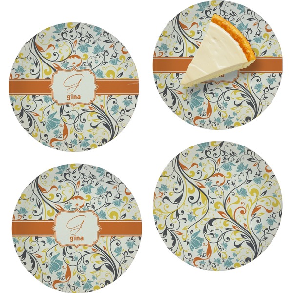 Swirly Floral Set of Appetizer / Dessert Plates