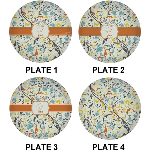 Swirly Floral Set of Lunch / Dinner Plates (Approval)