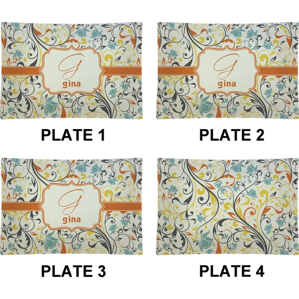 Swirly Floral Set of Rectangular Appetizer / Dessert Plates (Approval)