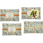 Swirly Floral Set of 4 Glass Rectangular Lunch / Dinner Plate (Personalized)
