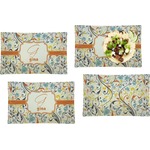 Swirly Floral Set of 4 Glass Rectangular Lunch / Dinner Plate (Personalized)