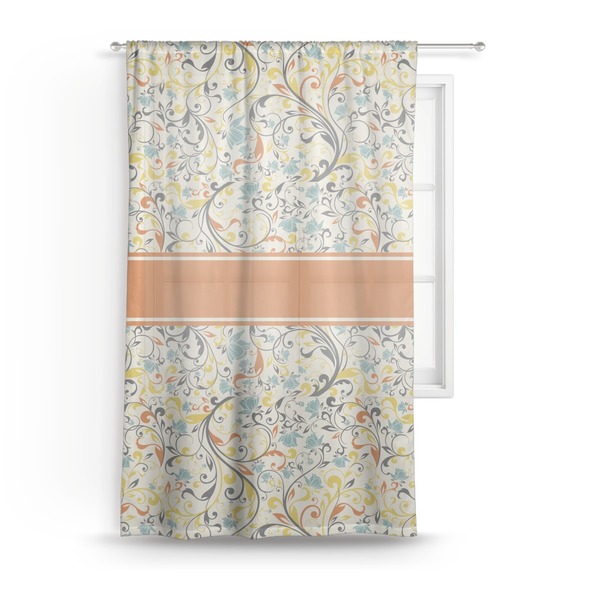 Custom Swirly Floral Sheer Curtain