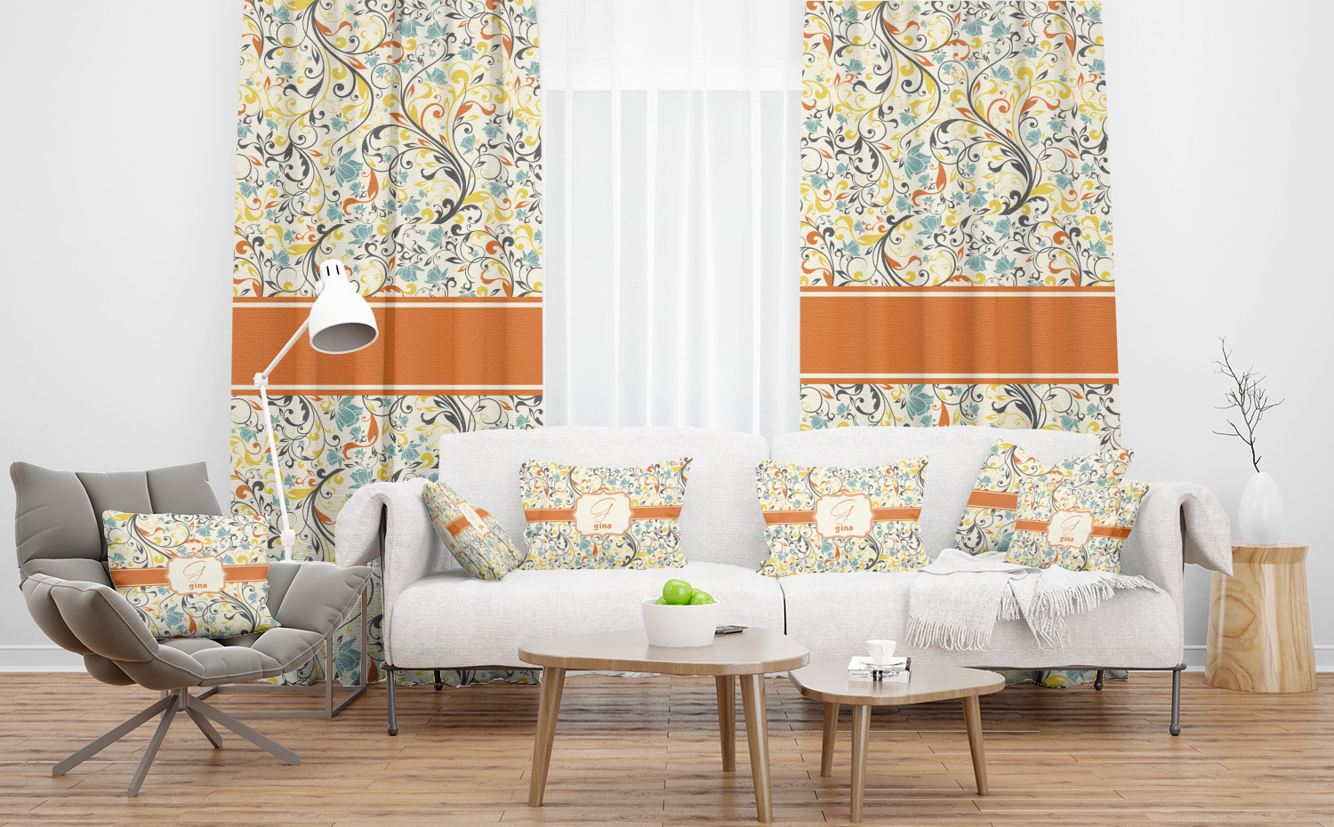 Custom Swirly Floral Sheer Curtain YouCustomizeIt