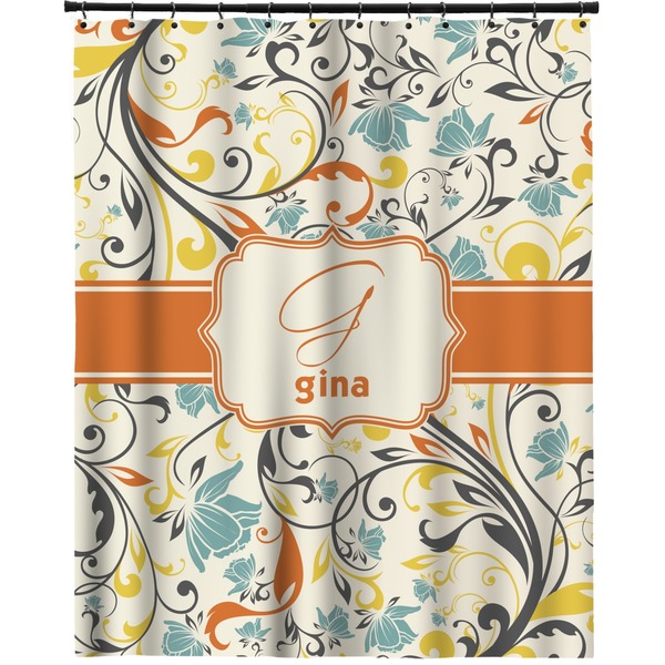 Custom Swirly Floral Extra Long Shower Curtain - 70"x84" (Personalized)