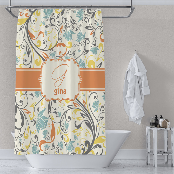Swirly Floral Shower Curtain Lifestyle