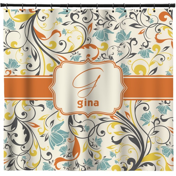 Custom Swirly Floral Shower Curtain - Custom Size (Personalized)