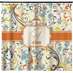 Swirly Floral Shower Curtain - 69"x70" w/ Name and Initial