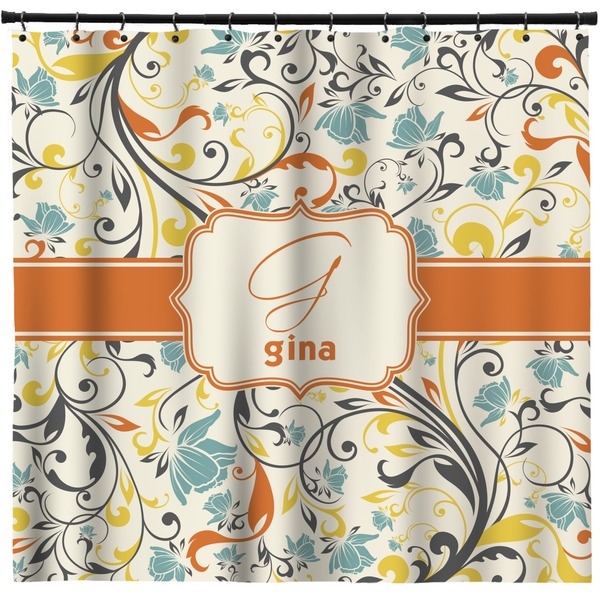 Custom Swirly Floral Shower Curtain - 71" x 74" (Personalized)