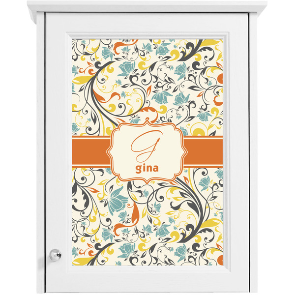 Swirly Floral Single White Cabinet Decal