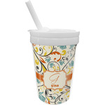 Swirly Floral Sippy Cup with Straw (Personalized)