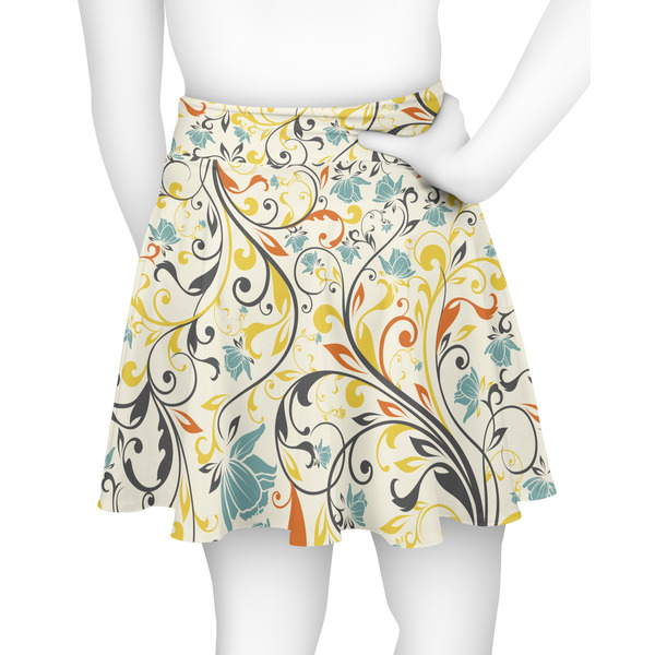 Swirly Floral Skater Skirt - Back