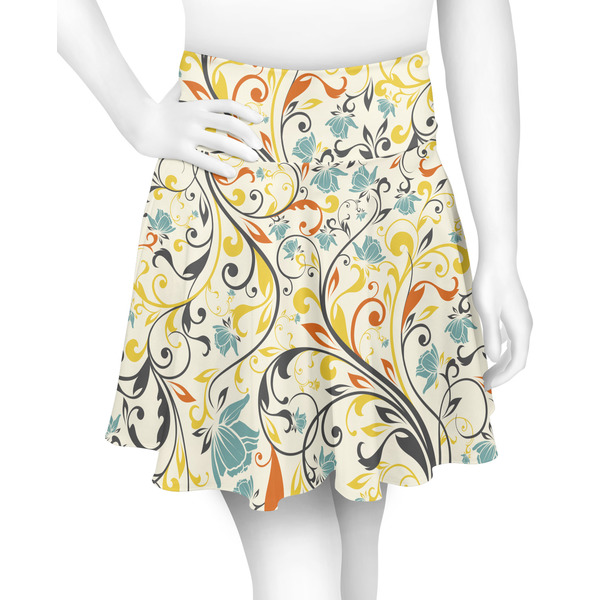 Custom Swirly Floral Skater Skirt - Small