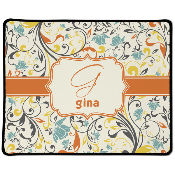 Custom Swirly Floral Large Gaming Mouse Pad - 12.5" x 10" (Personalized)