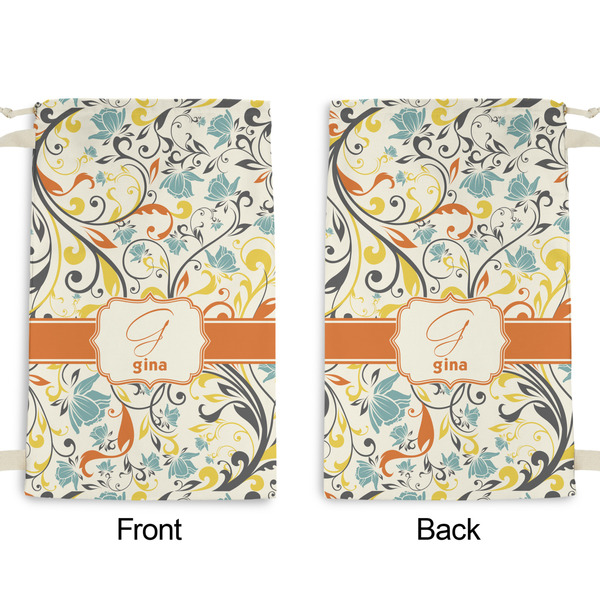 Swirly Floral Small Laundry Bag - Front & Back View