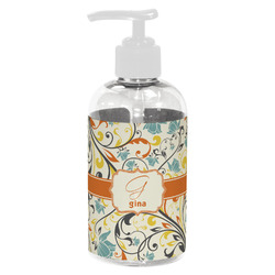 Swirly Floral Plastic Soap / Lotion Dispenser (8 oz - Small - White) (Personalized)