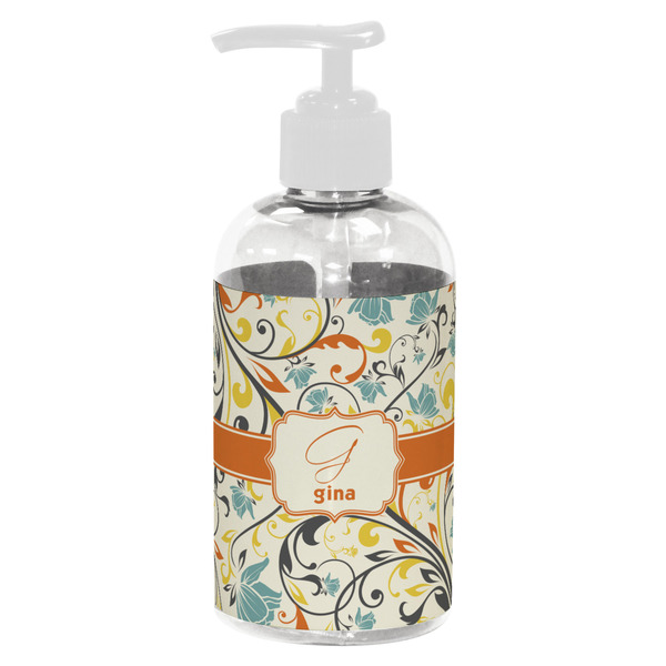 Swirly Floral Small Liquid Dispenser (8 oz) - White