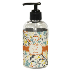 Swirly Floral Plastic Soap / Lotion Dispenser (8 oz - Small - Black) (Personalized)