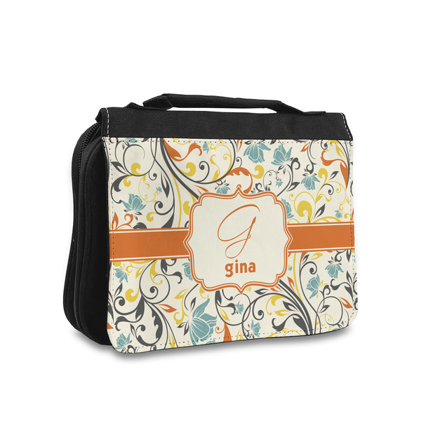 Custom Swirly Floral Toiletry Bag - Small (Personalized)