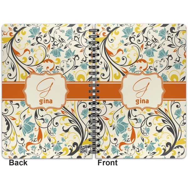 Swirly Floral Spiral Journal 7 x 10 - Apvl