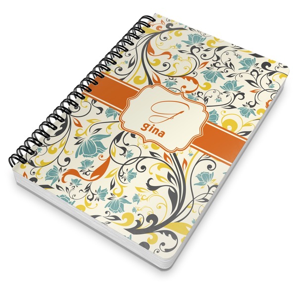 Swirly Floral Spiral Journal 7 x 10 - Main